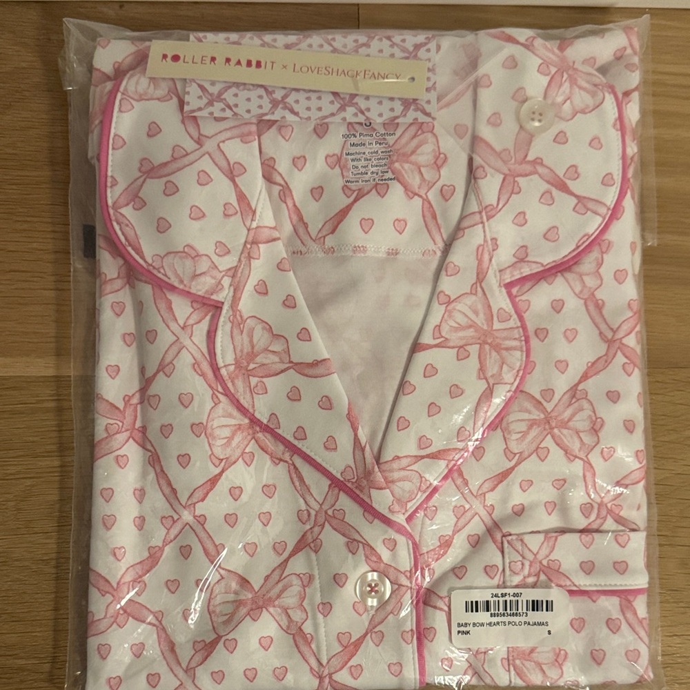Sold out Roller Rabbit x LoveShackFancy Baby Bow Hearts Polo Pajamas Size Small